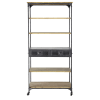 Fir and Grey Metal 2-Drawer Display Shelf on Castors